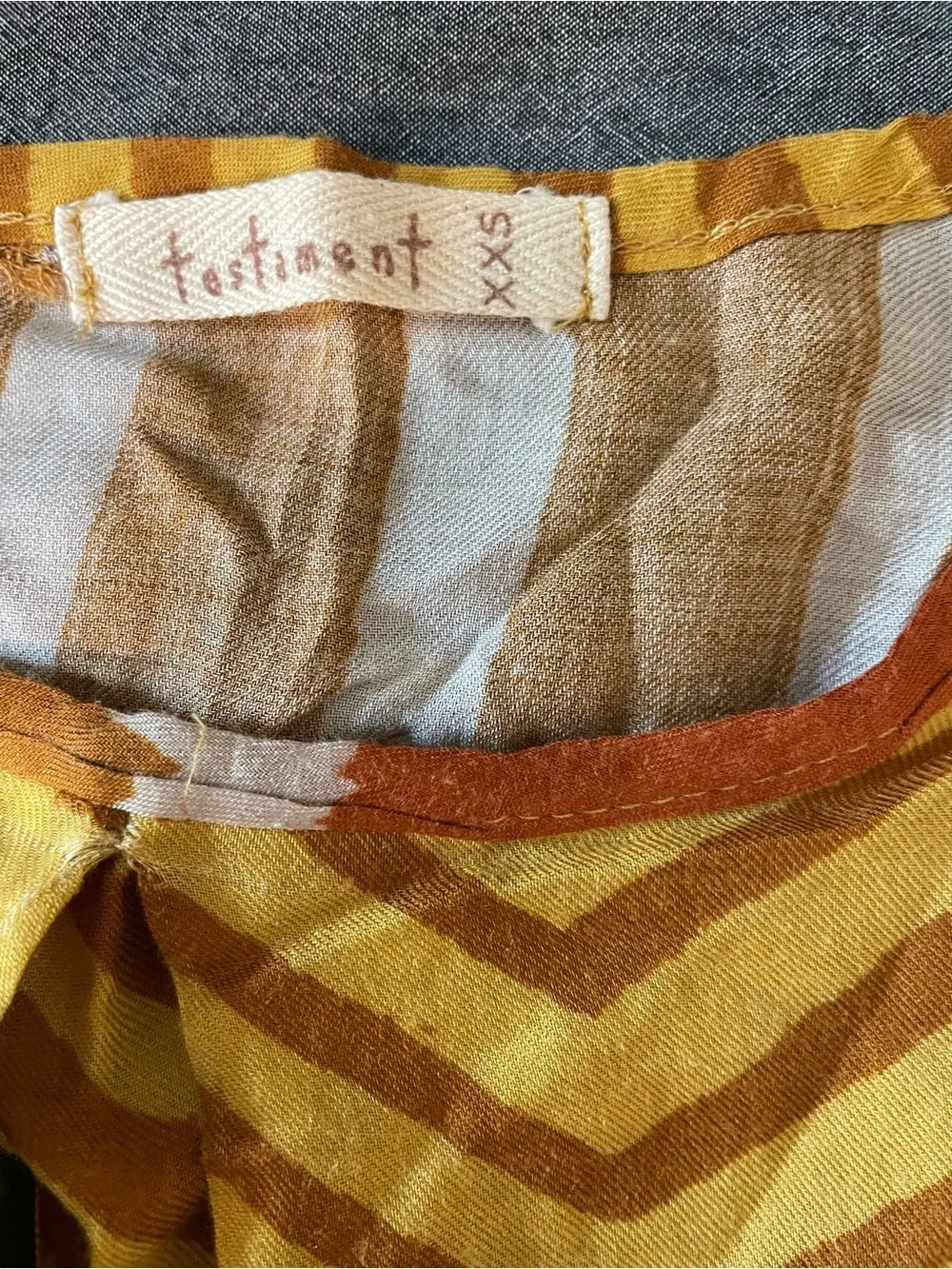 Testament Mustard, Rust & Black Geometric Tank lightweight Flowy Top XXS